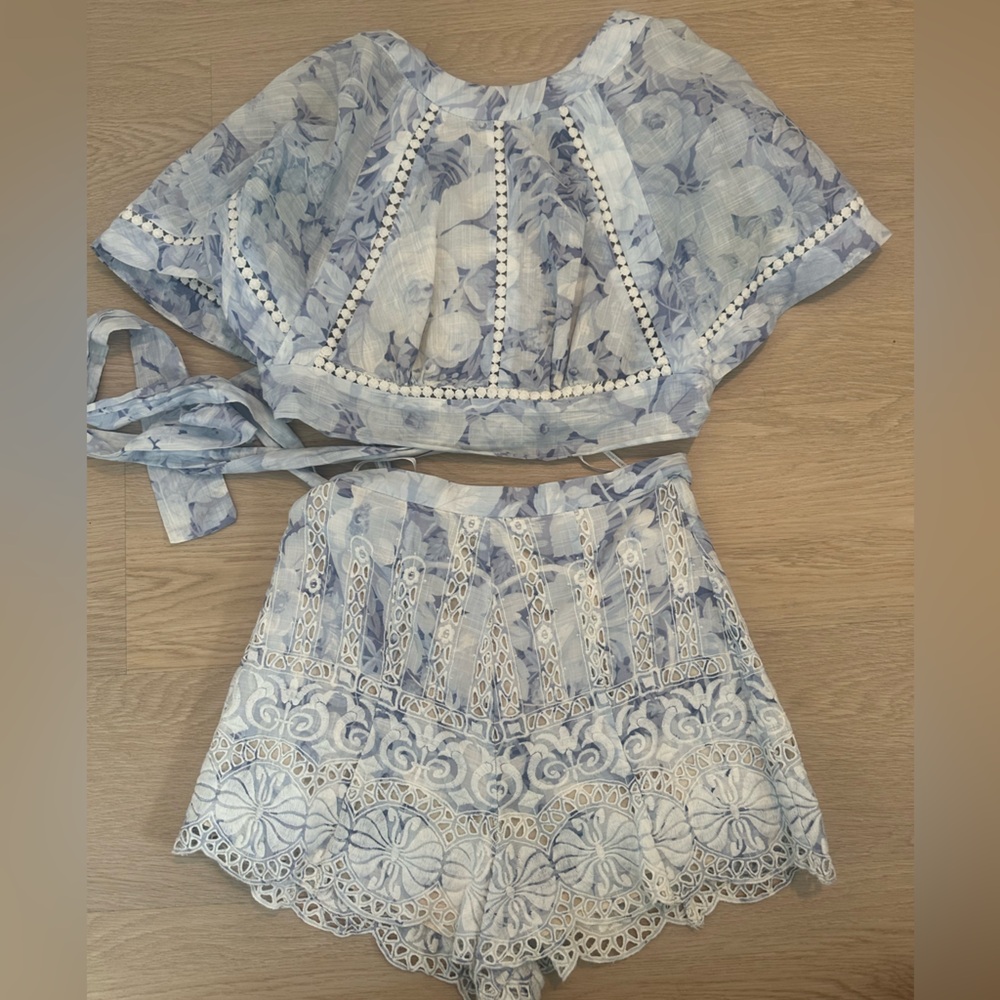 Zimmerman Floral Blue and White Two-Piece Set